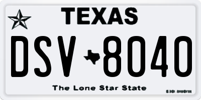 TX license plate DSV8040