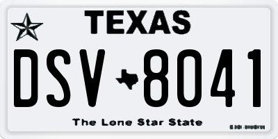 TX license plate DSV8041