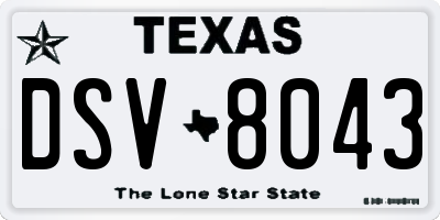 TX license plate DSV8043