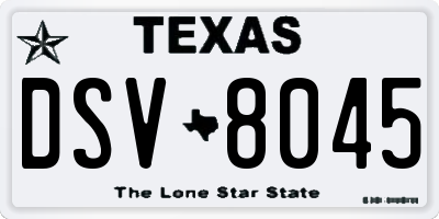 TX license plate DSV8045