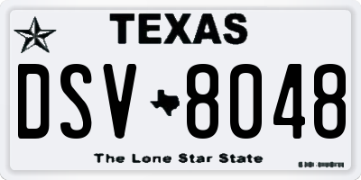 TX license plate DSV8048