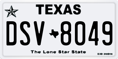 TX license plate DSV8049