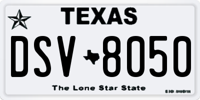 TX license plate DSV8050