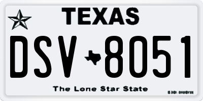 TX license plate DSV8051