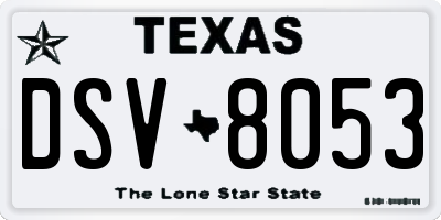 TX license plate DSV8053