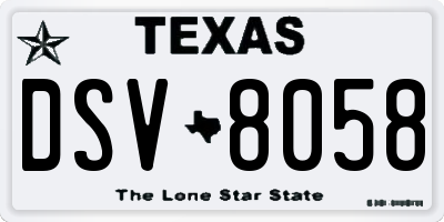 TX license plate DSV8058