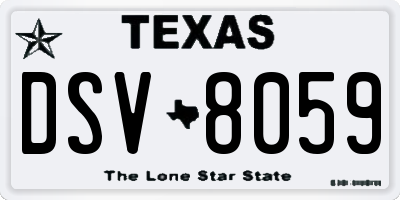 TX license plate DSV8059