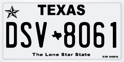 TX license plate DSV8061