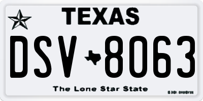 TX license plate DSV8063