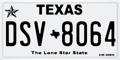 TX license plate DSV8064