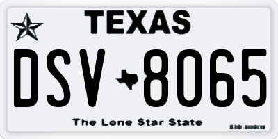 TX license plate DSV8065