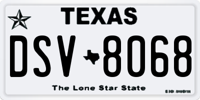 TX license plate DSV8068