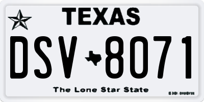 TX license plate DSV8071
