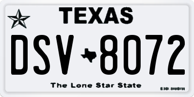 TX license plate DSV8072