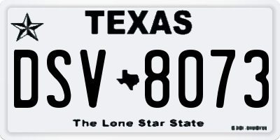 TX license plate DSV8073