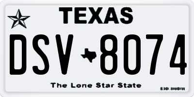 TX license plate DSV8074