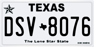 TX license plate DSV8076