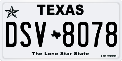 TX license plate DSV8078