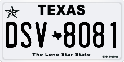 TX license plate DSV8081