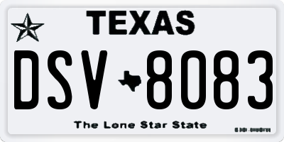 TX license plate DSV8083