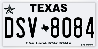 TX license plate DSV8084