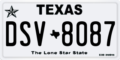 TX license plate DSV8087