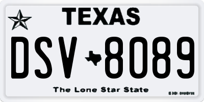 TX license plate DSV8089