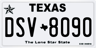 TX license plate DSV8090