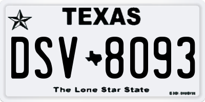 TX license plate DSV8093