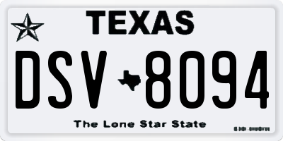 TX license plate DSV8094