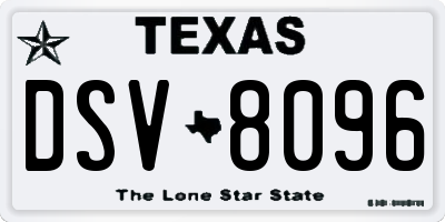 TX license plate DSV8096