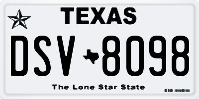 TX license plate DSV8098