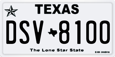 TX license plate DSV8100
