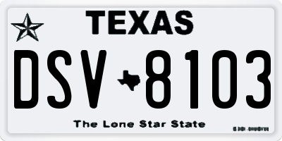 TX license plate DSV8103