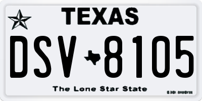 TX license plate DSV8105