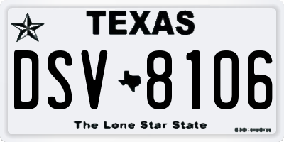 TX license plate DSV8106