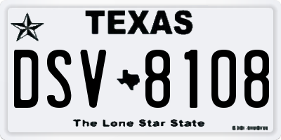 TX license plate DSV8108