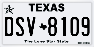 TX license plate DSV8109