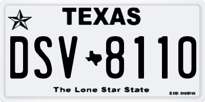 TX license plate DSV8110