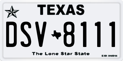 TX license plate DSV8111