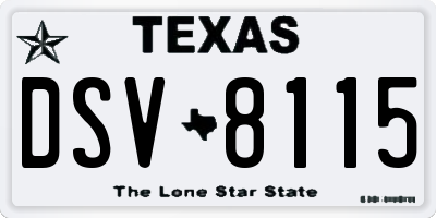 TX license plate DSV8115