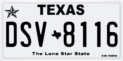 TX license plate DSV8116