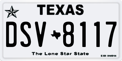 TX license plate DSV8117