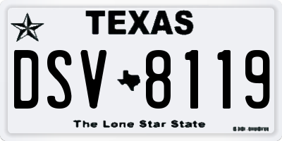TX license plate DSV8119