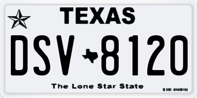 TX license plate DSV8120