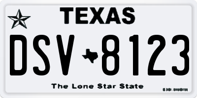 TX license plate DSV8123