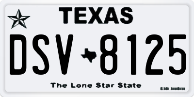 TX license plate DSV8125