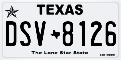 TX license plate DSV8126