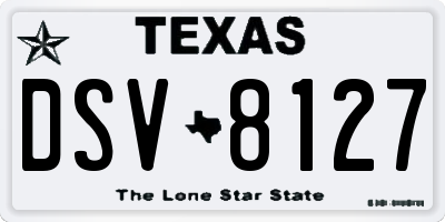 TX license plate DSV8127