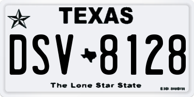 TX license plate DSV8128